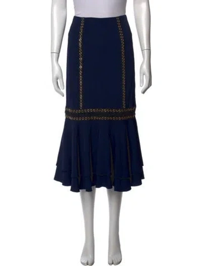 Pre-owned Simkhai Ruffle Embellishment Midi Length Skirt W/ Tags In Blue