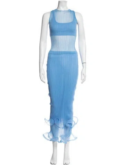 Pre-owned Simkhai Ruffle Embellishment Skirt Set In Blue