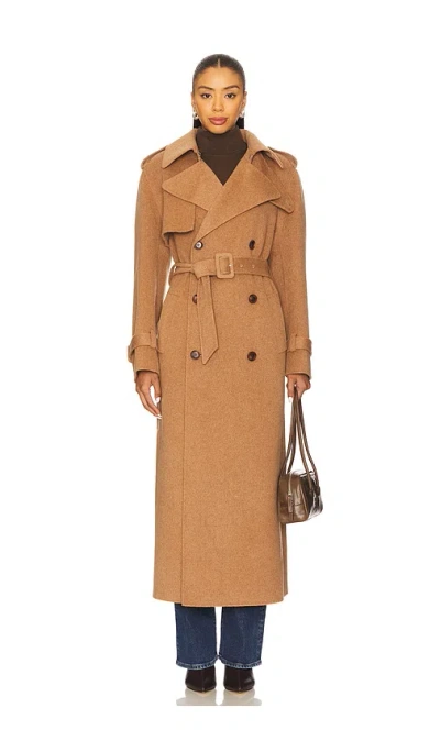Simkhai Rumi Belted Long Coat In Gold