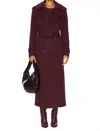 Simkhai Rumi Belted Long Coat In Oxblood