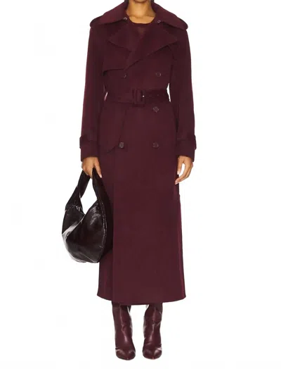 Simkhai Rumi Belted Long Coat In Oxblood