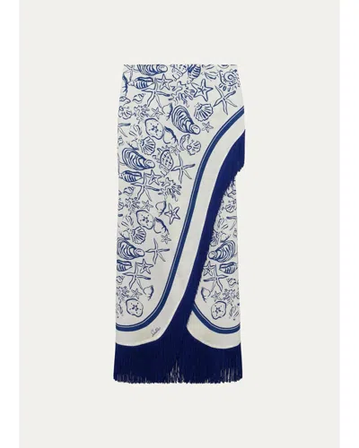 Simkhai Russo Printed Fringed Pareo In Multi