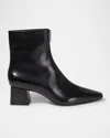 Simkhai Ryder Leather Zip Ankle Booties In Black