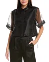 Simkhai Ryett Short-sleeve Cropped Shirt In Black