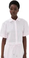 Simkhai Ryett Cropped Shirt Sorbet Stripe
