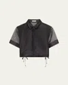 Simkhai Ryett Short-sleeve Cropped Shirt In Black