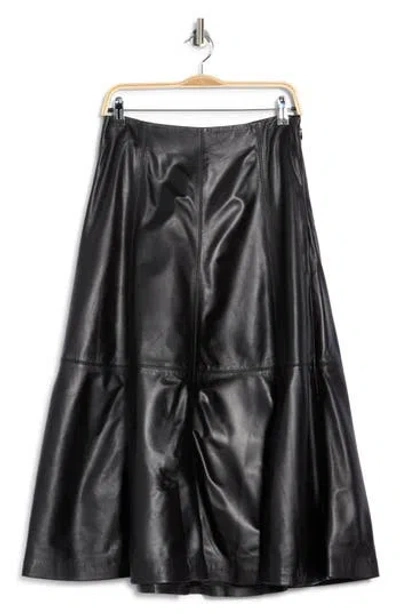 Simkhai Ryma Leather Midi Skirt In Black
