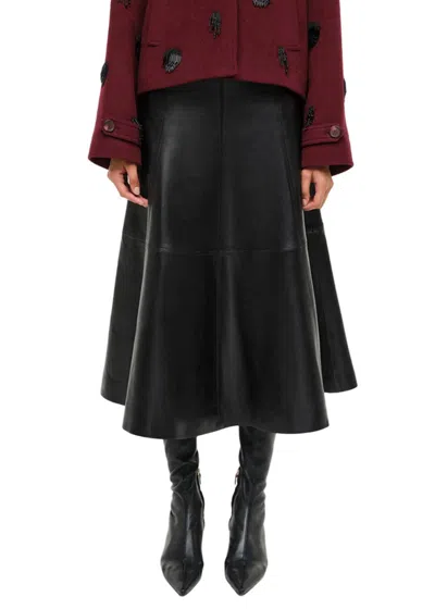Simkhai Ryma Leather Midi Skirt In Black