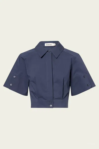 Simkhai Sabrina Crop Top In Midnight In Blue