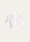 Simkhai Sabrina Cropped Cotton Button-front Shirt In White