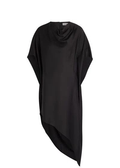 Simkhai Sadia Asymmetric Satin Mini Dress In Black