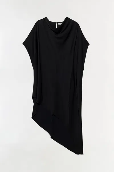 Simkhai Sadia Satin Mini Cape Dress In Black