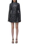 Simkhai Safia Sequin Long Sleeve Minidress In Black