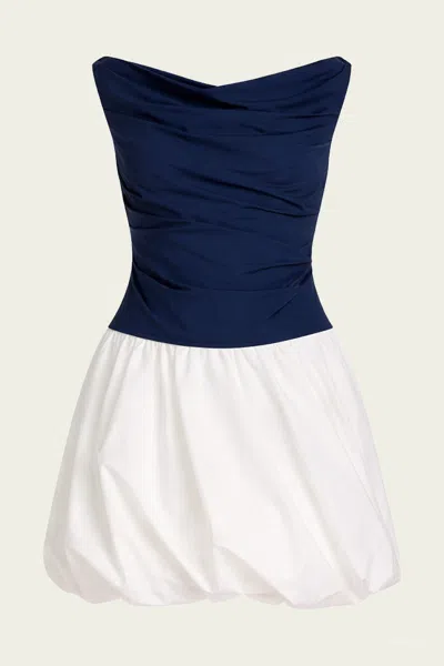 Simkhai Multicolor Salina Mini Dress With Boat Neckline And Bubble Skirt In Cotton Blend Woman In Blue