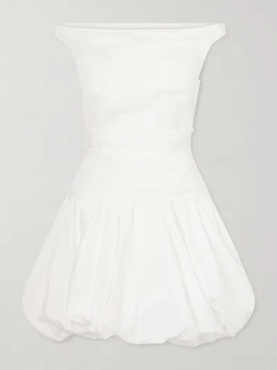 Simkhai Women's Salina Poplin Boatneck Bubble Mini Dress In White