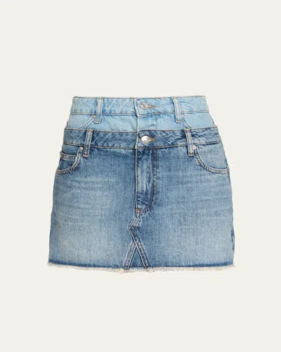 Simkhai Salix Denim Double-waist Mini Skirt