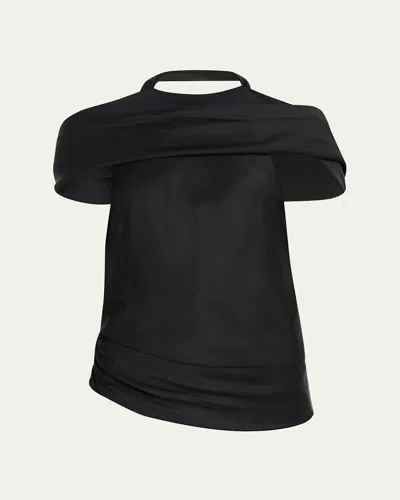 Simkhai Samira Satin Cape Top In Black