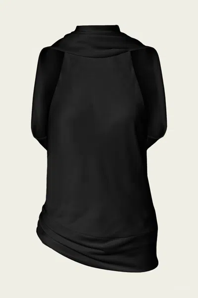 Simkhai Samira Satin Cape Top In Black