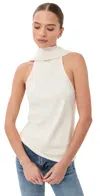 Simkhai Samira Satin Cape Top Ivory In White