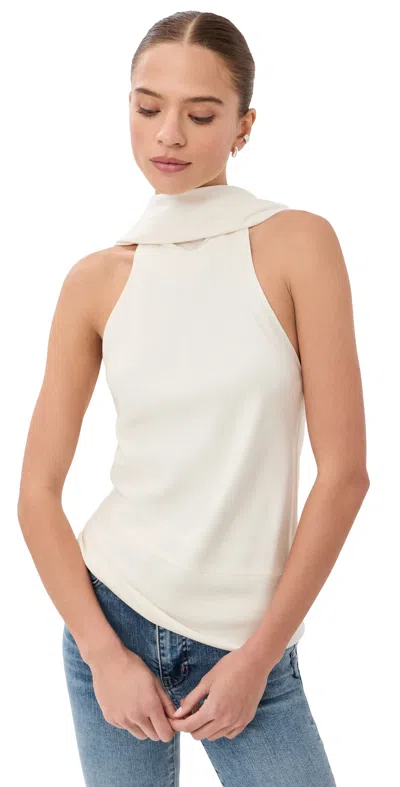 Simkhai Samira Satin Cape Top Ivory In White