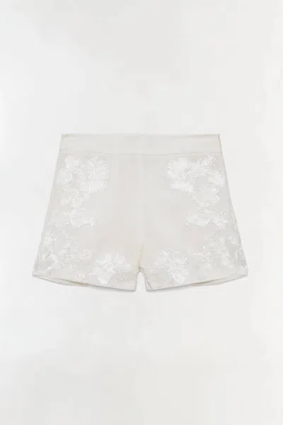 Simkhai Sammie Soutache Linen Short In Ivory In Multi