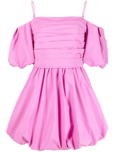 Simkhai Puff-sleeve Off-shoulder Minidress In Rosa