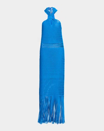 Simkhai Sanchez Lattice Knit Midi Dress In Blue