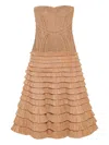Simkhai Santana Raffia-blend Bustier Dress In Brown