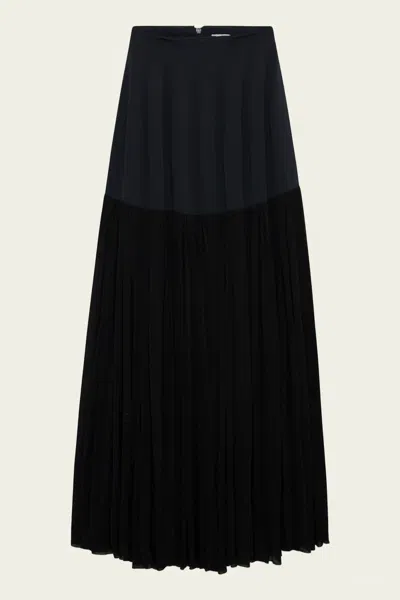SIMKHAI SARYN DRAPED JERSEY MIDI SKIRT IN BLACK