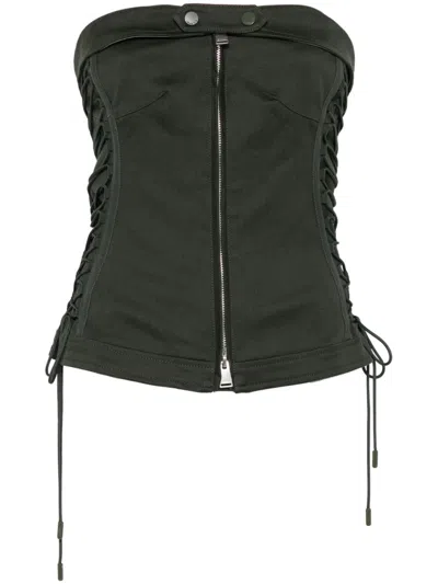 Simkhai Sasha Zip Up Bustier Top In Green