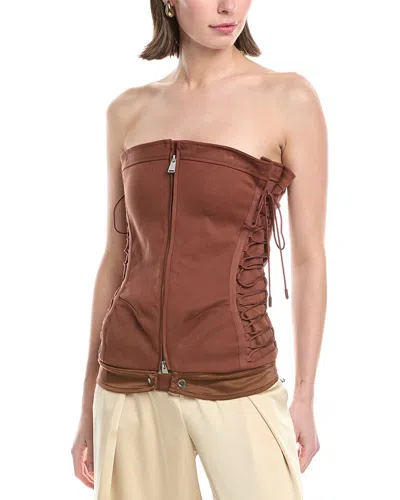 Simkhai Sasha Zip-up Bustier Top In Brown