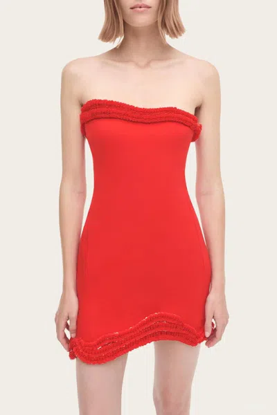 SIMKHAI SASKIA MINI DRESS IN FIERY RED
