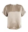 Simkhai Womens Faded Olive Addison Short-sleeve Satin Top In Neutral