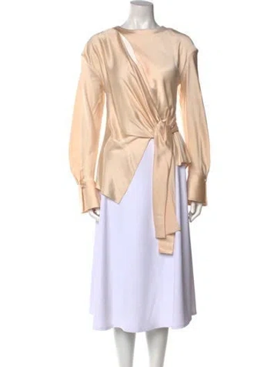 Pre-owned Simkhai Satin Bateau Neckline Blouse In Pink