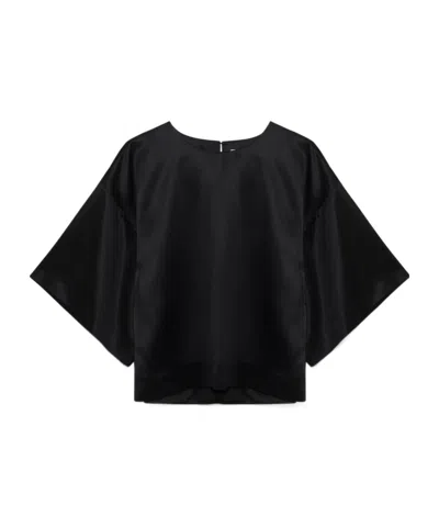 Simkhai Loose Fit Black Acetate Blend Top With Crew Neckline