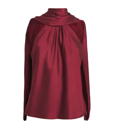 Simkhai Womens Oxblood Scarlett Cape Satin Top In Burgundy
