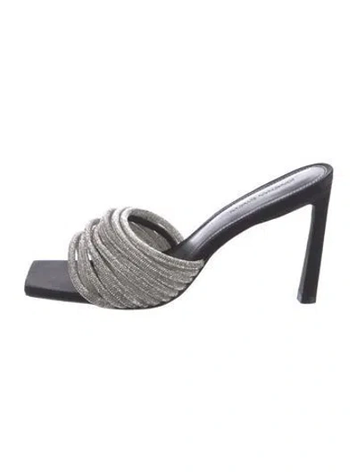 Pre-owned Simkhai Satin Colorblock Pattern Slides In Black