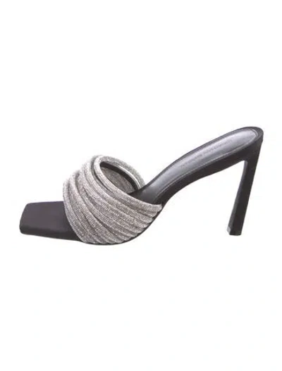 Pre-owned Simkhai Satin Crystal Embellishments Slides In Black
