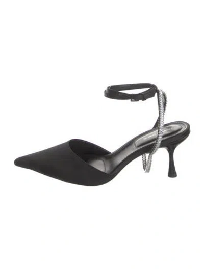 Pre-owned Simkhai Satin Crystal Embellishments Slingback Pumps In Black