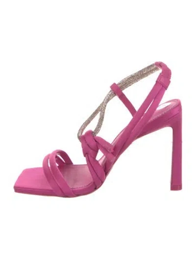Pre-owned Simkhai Satin Crystal Embellishments Slingback Sandals In Pink
