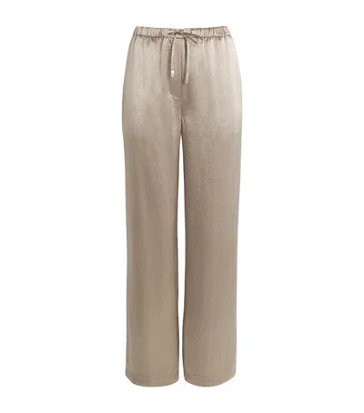 Simkhai Satin Elliat Straight Tailored Trousers In Green
