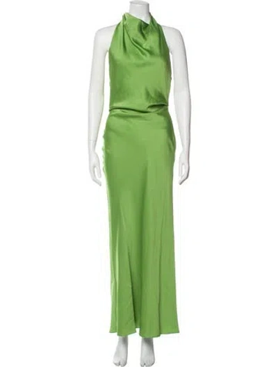Pre-owned Simkhai Satin Long Dress In Green