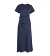 Simkhai Marabella Draped Short-sleeve Midi Dress In Navy