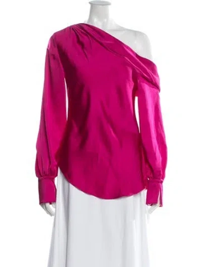 Pre-owned Simkhai Satin One-shoulder Blouse W/ Tags In Pink