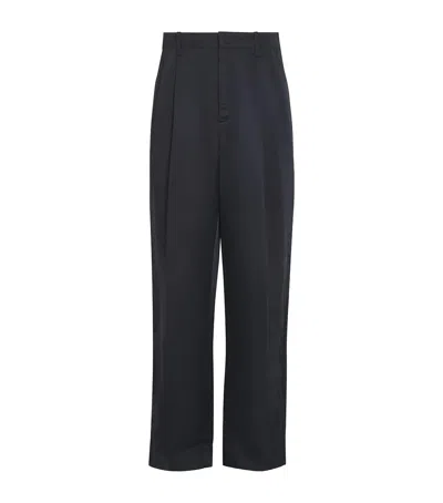 Simkhai Satin Pleated Straight Trousers In Black