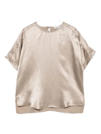 Simkhai Satin Short-sleeve Blouse In Neutral