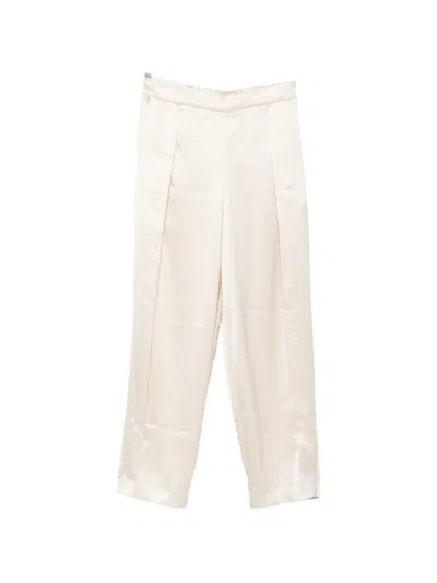Simkhai Satin-finish Pleated Trousers In Neutral