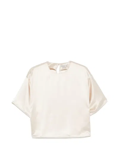 Simkhai Satin-finish Short-sleeve Top In Neutral