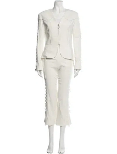 Pre-owned Simkhai Scalloped Accent Pant Set In Neutrals