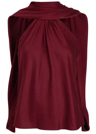 Simkhai Womens Oxblood Scarlett Cape Satin Top In Burgundy